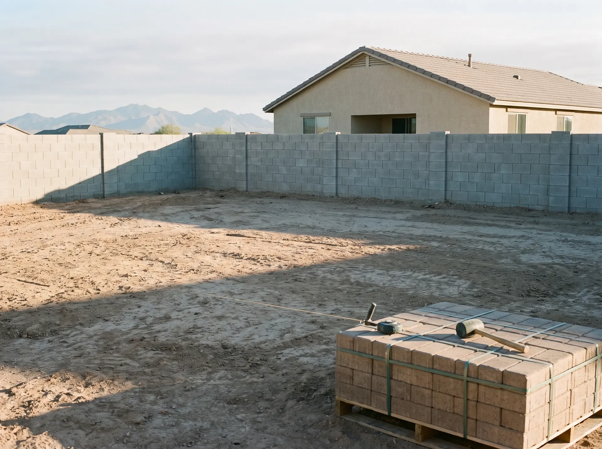 New Marana home with a bare graded back yard