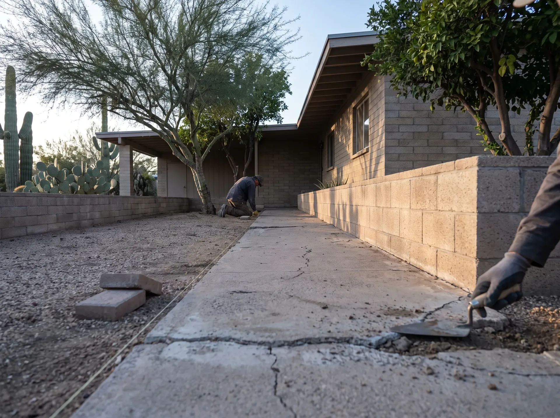 Midtown Tucson slump block home with a walled yard