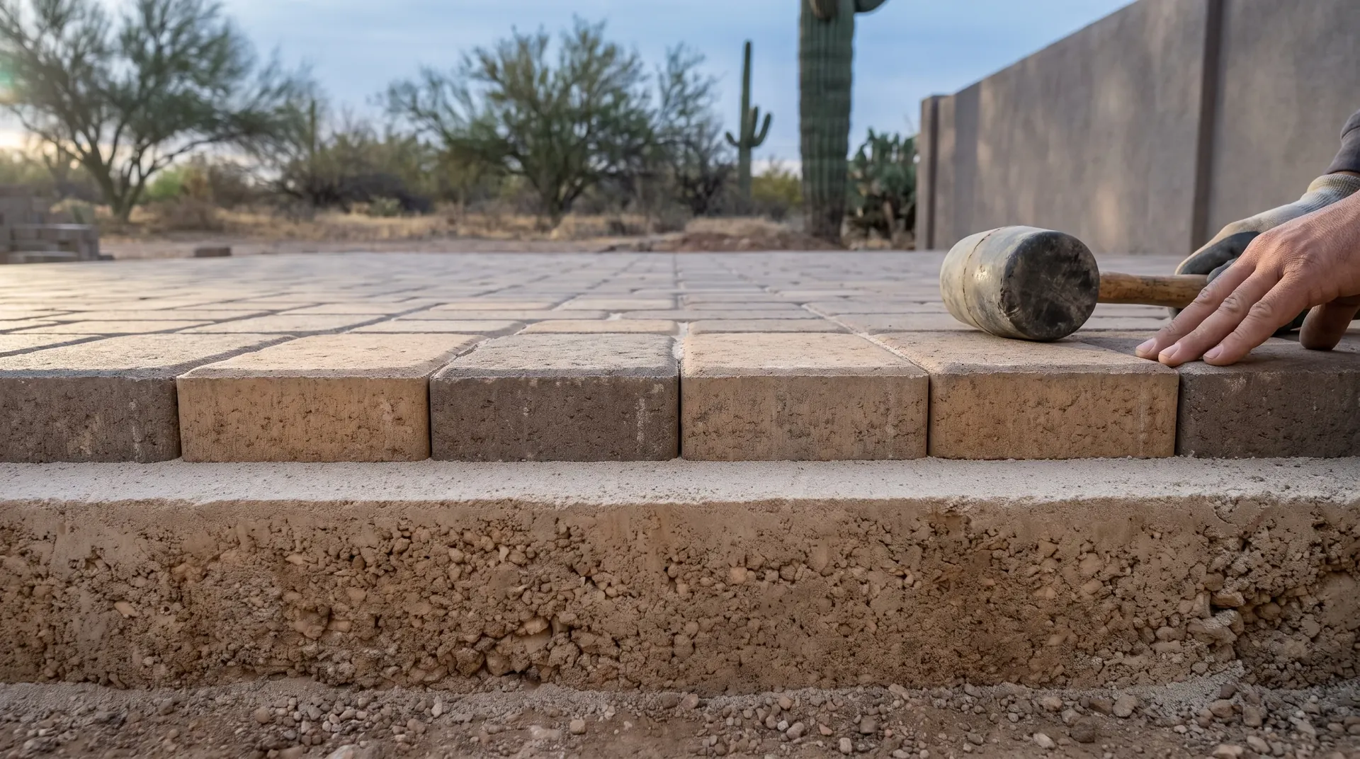 Cross section of base, bedding and pavers