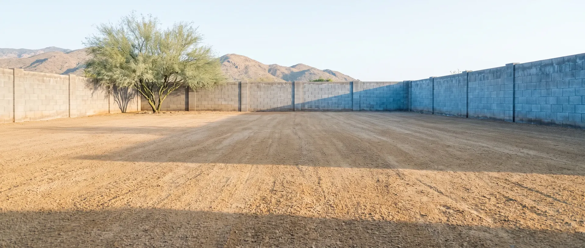 Empty Tucson back yard ready for paving