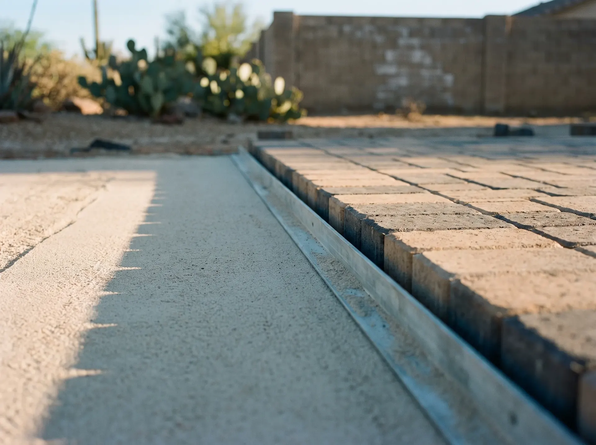 Screeded bedding layer and the first course of pavers