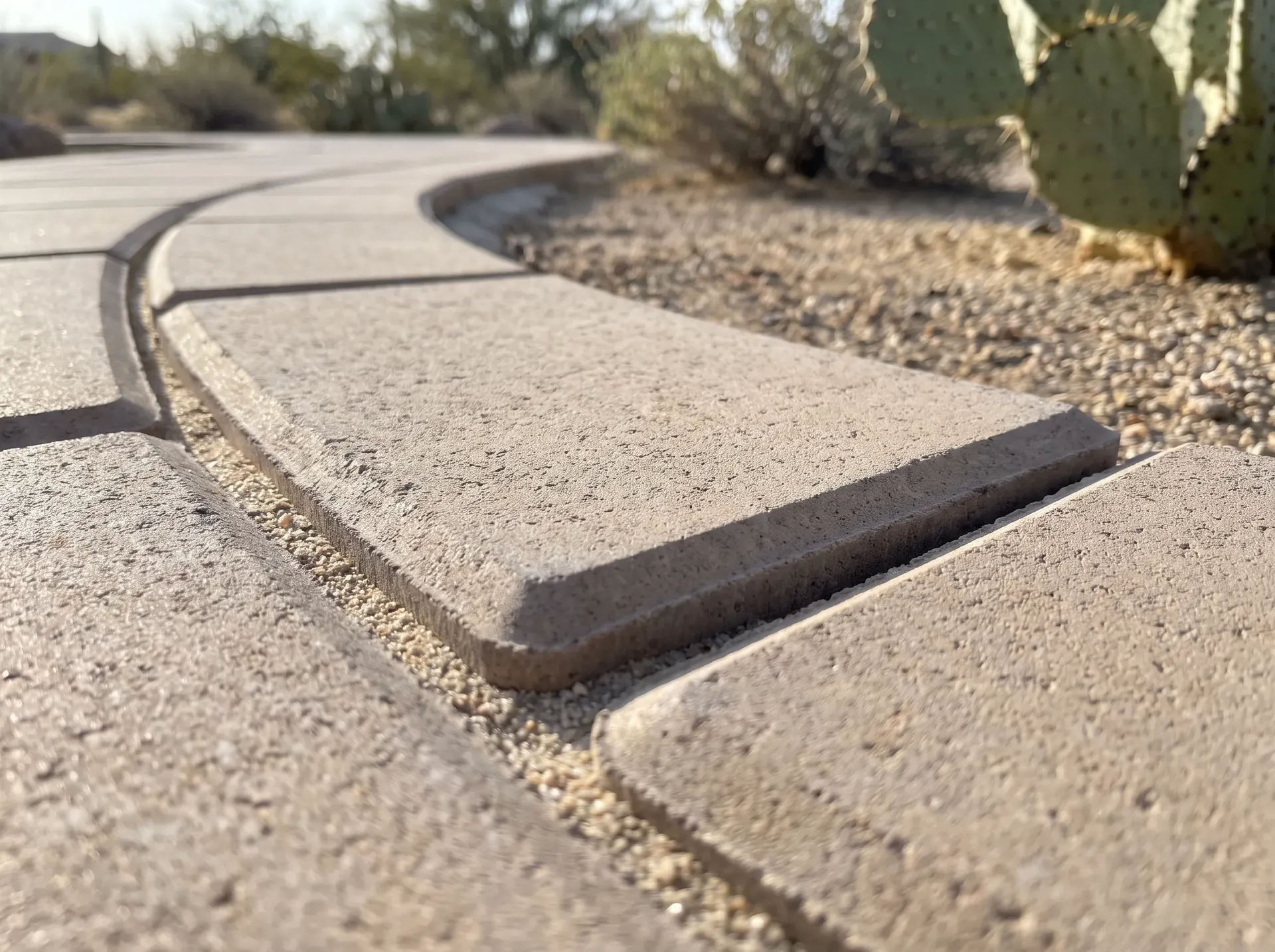 Cut paver following the curve of a path edge