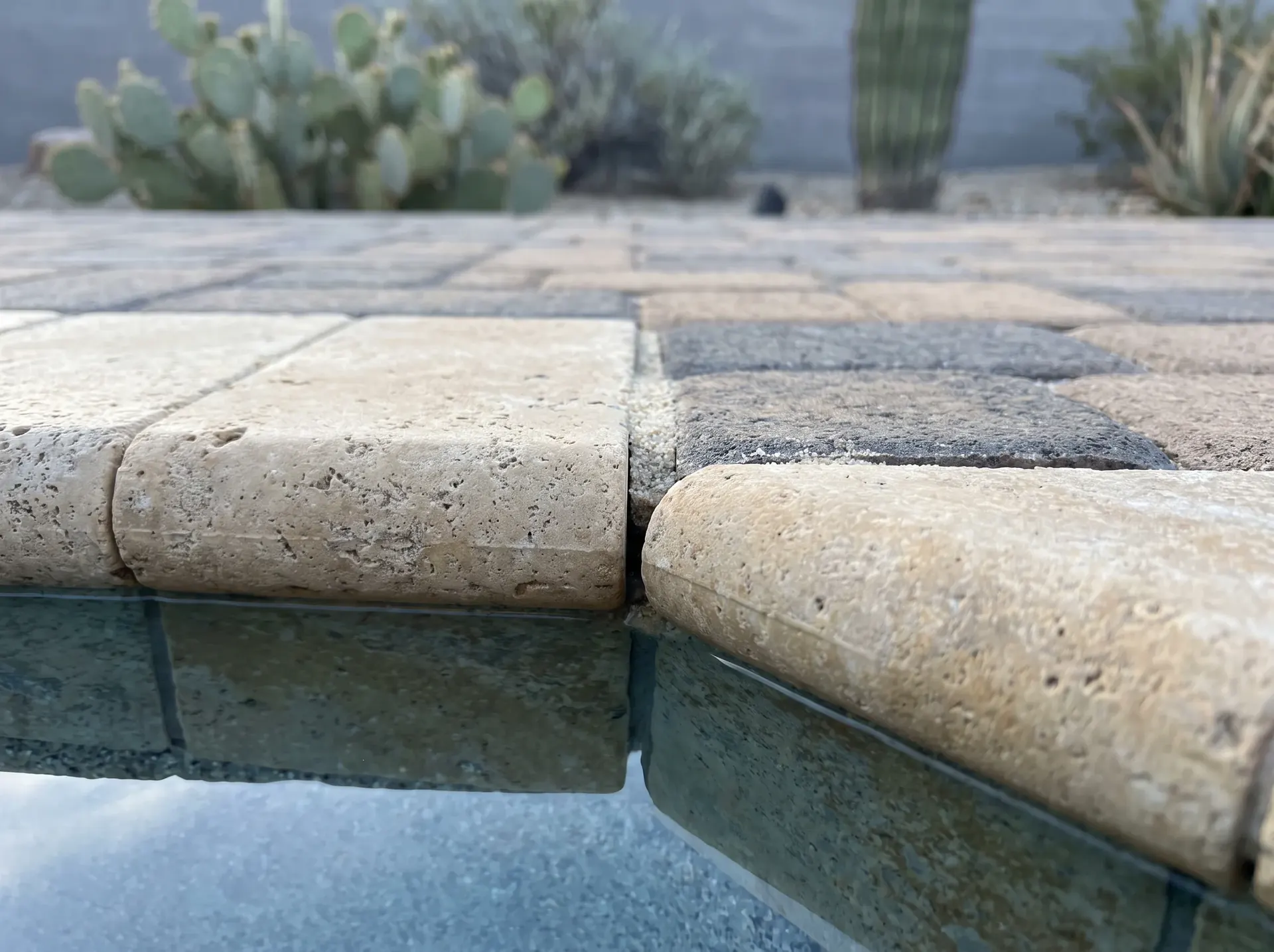 Bullnose coping meeting the paver field